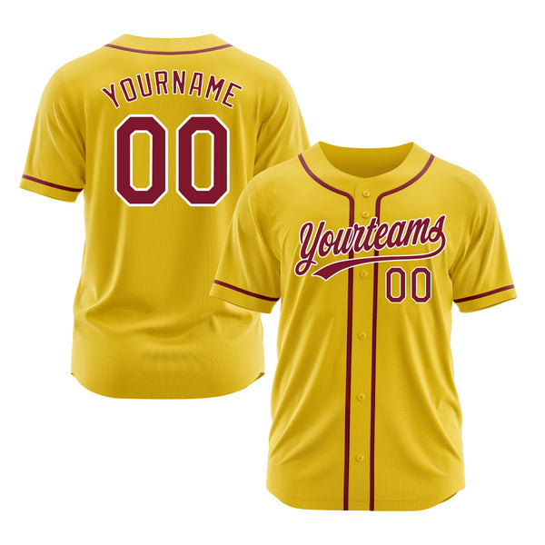 Custom Yellow Crimson-White Classic Style Authentic Sports Baseball Jersey