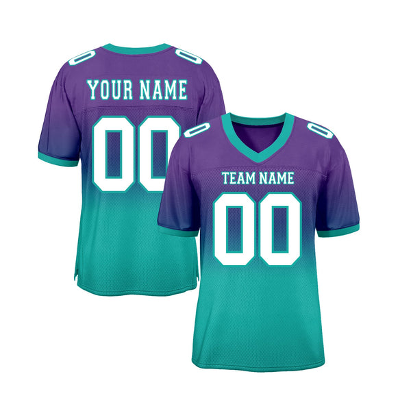 Custom Purple White-Aqua Mesh Fade Fashion Classic Style Authentic Sports Football Jersey