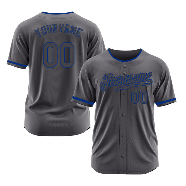 Custom Steel Gray Royal Classic Style Authentic Sports Baseball Jersey