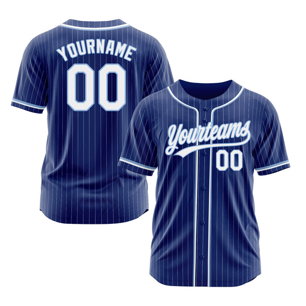 Custom Royal White Pinstripe White-Light Blue Classic Style Authentic Sports Baseball Jersey