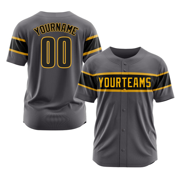 Custom Steel Gray Black-Gold Classic Style Authentic Sports Baseball Jersey
