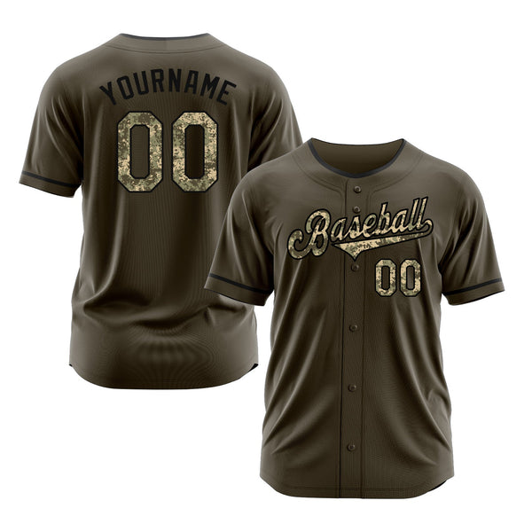 Custom Olive Camo-Black Classic Style Authentic Salute To Service Sports Baseball Jersey