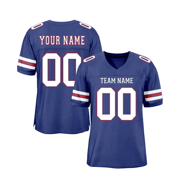 Custom Royal White-Red Mesh Classic Style Authentic Sports Football Jersey