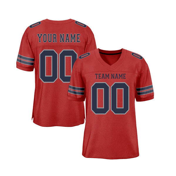 Custom Scarlet Navy-Light Gray Mesh Classic Style Authentic Sports Football Jersey
