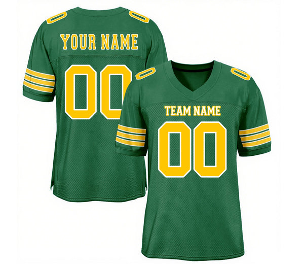Custom Kelly Green Gold-White Mesh Classic Style Authentic Sports Football Jersey