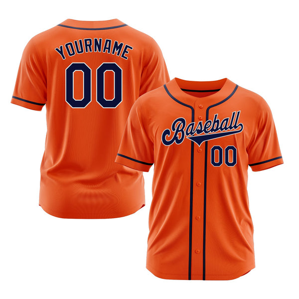 Custom Orange Navy-White Classic Style Authentic Sports Baseball Jersey