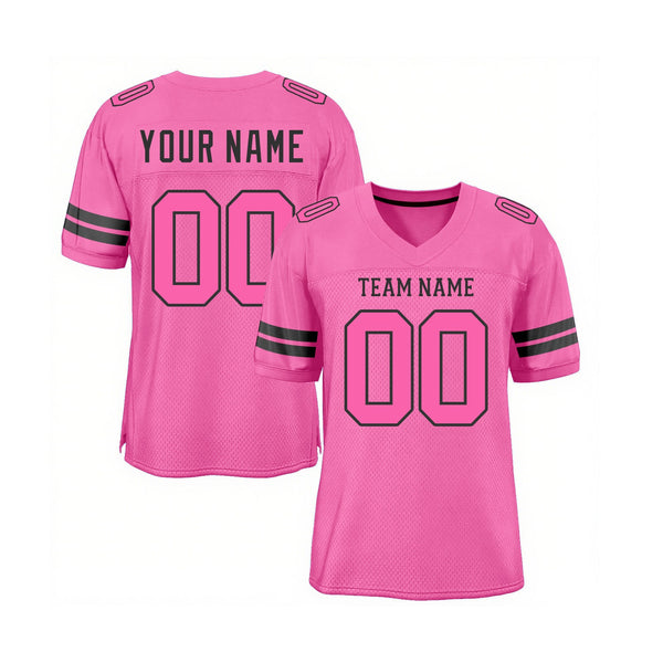 Custom Pink Pink-Black Mesh Classic Style Authentic Sports Football Jersey