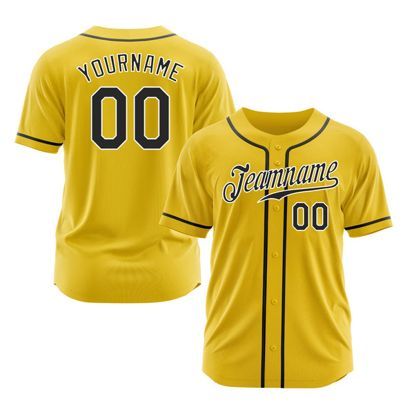 Custom Yellow Black-White Classic Style Authentic Sports Baseball Jersey