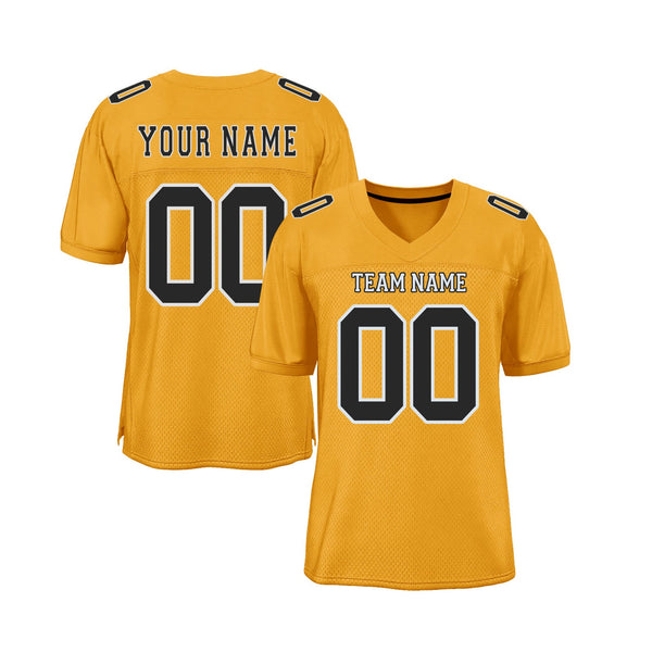 Custom Gold Black-White Mesh Classic Style Authentic Sports Football Jersey