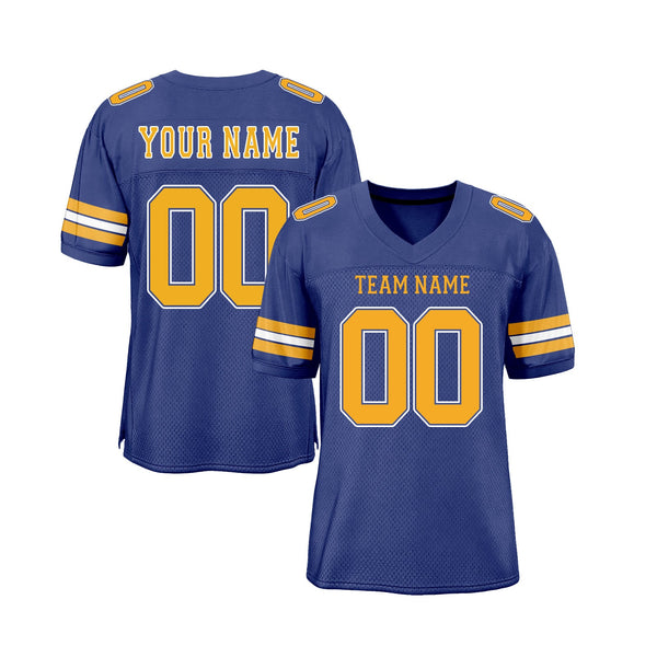 Custom Royal Gold-White Mesh Classic Style Authentic Sports Football Jersey