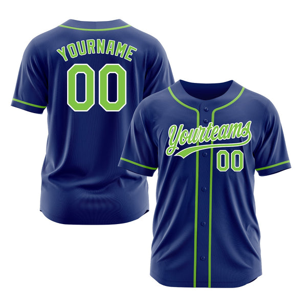 Custom Royal Neon Green-White Classic Style Authentic Sports Baseball Jersey
