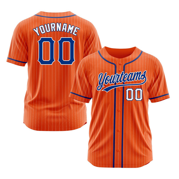 Custom Orange White Pinstripe Royal-White Classic Style Authentic Sports Baseball Jersey