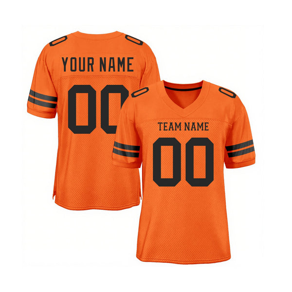 Custom Orange Black Mesh Classic Style Authentic Sports Football Jersey
