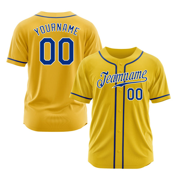 Custom Yellow Royal-White Classic Style Authentic Sports Baseball Jersey