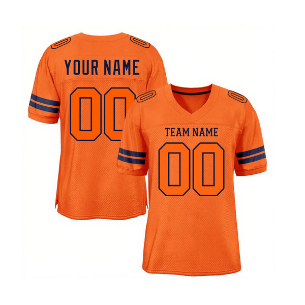 Custom Orange Orange-Navy Mesh Classic Style Authentic Sports Football Jersey