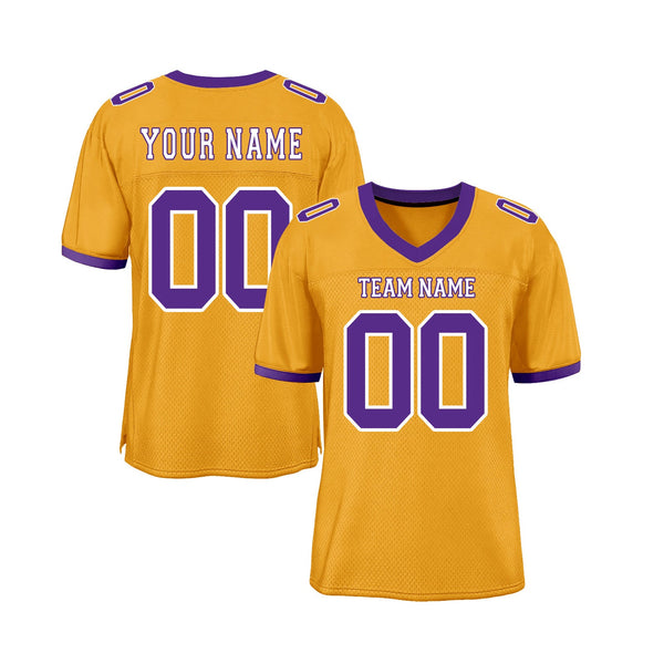 Custom Gold Purple-White Mesh Classic Style Authentic Sports Football Jersey