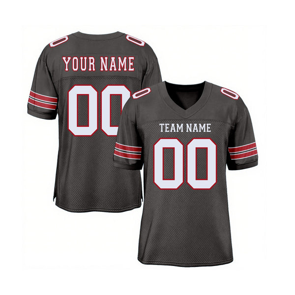 Custom Pewter White-Red Mesh Classic Style Authentic Sports Football Jersey
