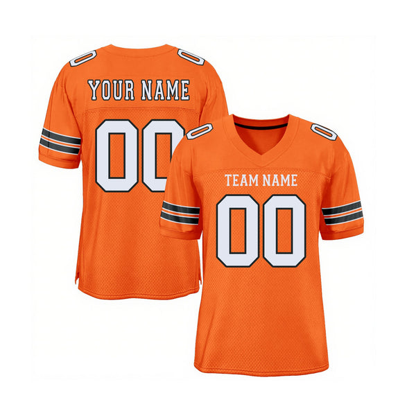 Custom Orange White-Black Mesh Classic Style Authentic Sports Football Jersey