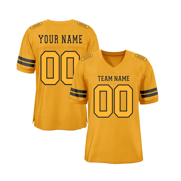 Custom Gold Gold-Black Mesh Classic Style Authentic Sports Football Jersey