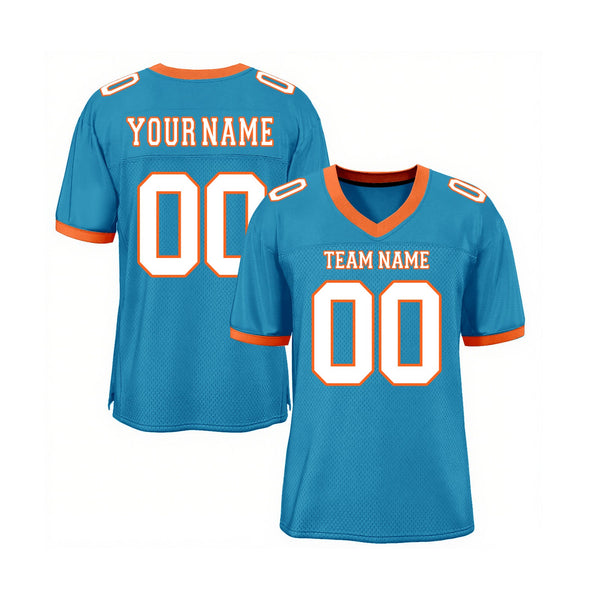 Custom Panther Blue White-Orange Mesh Classic Style Authentic Sports Football Jersey