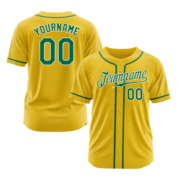 Custom Yellow Kelly Green-White Classic Style Authentic Sports Baseball Jersey