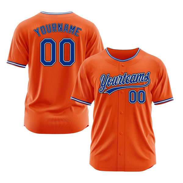Custom Orange Royal-White Classic Style Authentic Sports Baseball Jersey