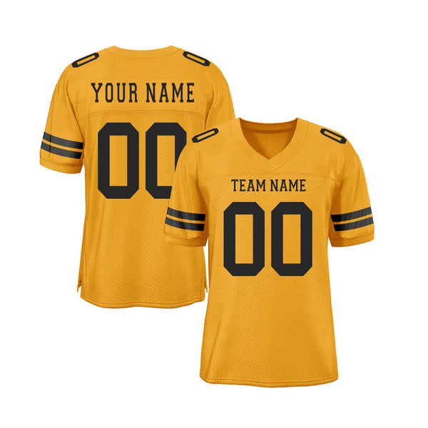 Custom Gold Black Mesh Classic Style Authentic Sports Football Jersey