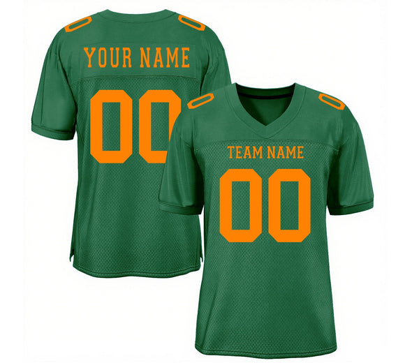 Custom Kelly Green Bay Orange Mesh Classic Style Authentic Sports Football Jersey