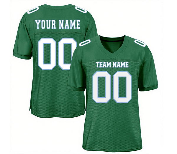 Custom Kelly Green White-Light Blue Mesh Classic Style Authentic Sports Football Jersey