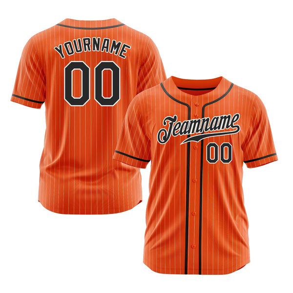 Custom Orange White Pinstripe Black Classic Style Authentic Sports Baseball Jersey