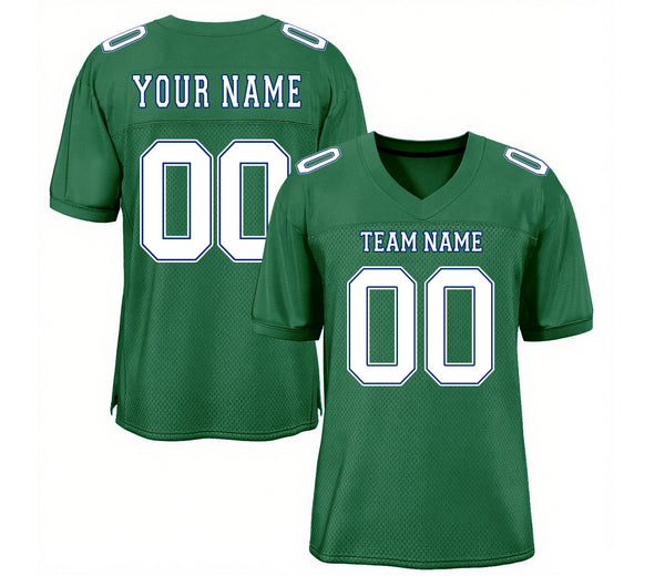 Custom Kelly Green White Royal-Gray Mesh Classic Style Authentic Sports Football Jersey
