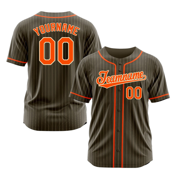 Custom Olive City Cream Pinstripe Orange Classic Style Authentic Salute To Service Sports Baseball Jersey