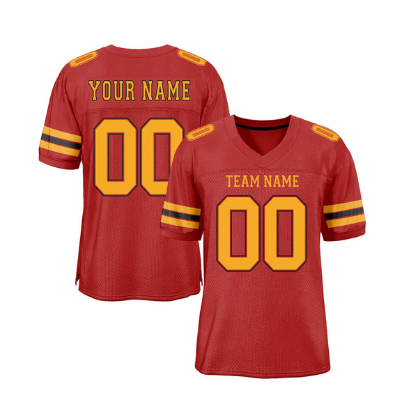 Custom Scarlet Gold-Black Mesh Classic Style Authentic Sports Football Jersey