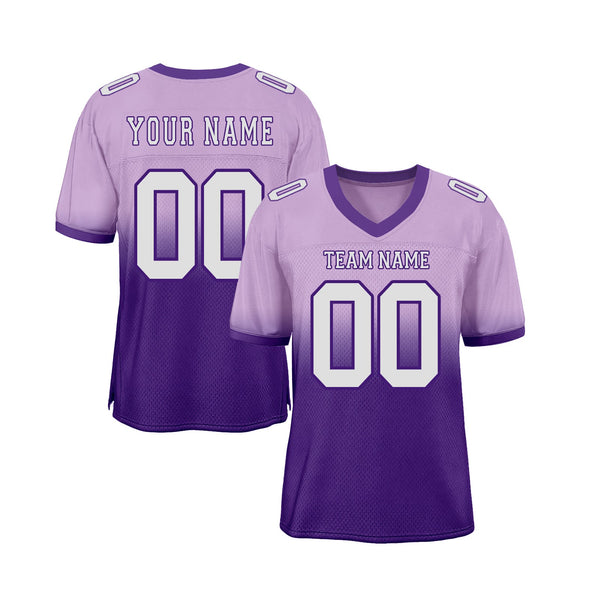 Custom Light Purple White-Purple Mesh Fade Fashion Classic Style Authentic Sports Football Jersey