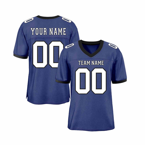 Custom Royal White-Balck Mesh Classic Style Authentic Sports Football Jersey