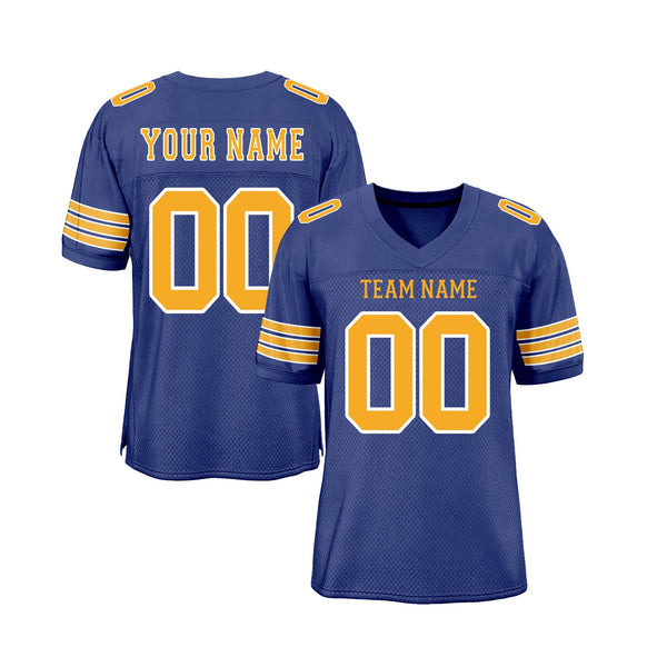 Custom Royal Gold-White Mesh Classic Style Authentic Sports Football Jersey