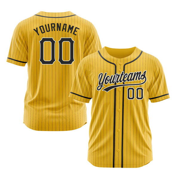 Custom Yellow Black Pinstripe Black-White Classic Style Authentic Sports Baseball Jersey