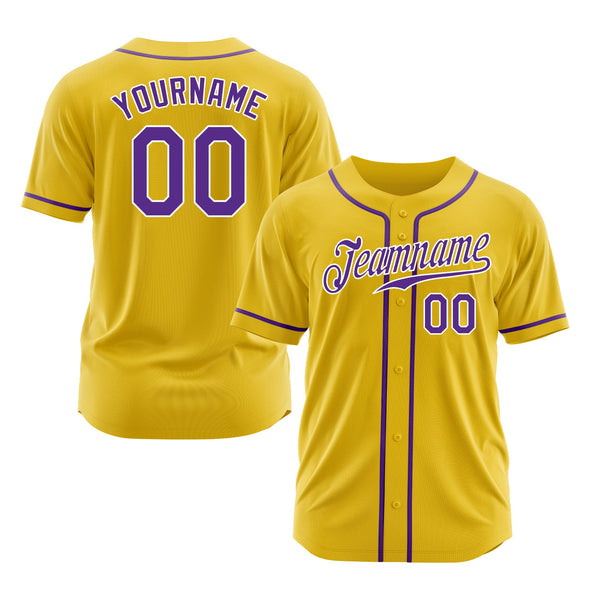 Custom Yellow Purple-White Classic Style Authentic Sports Baseball Jersey
