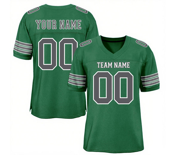 Custom Kelly Green Steel Gray-White Mesh Classic Style Authentic Sports Football Jersey