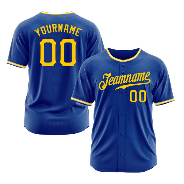 Custom Royal Gold-White Classic Style Authentic Sports Baseball Jersey