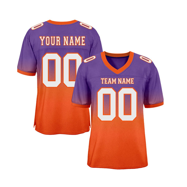 Custom Purple White-Orange Mesh Fade Fashion Classic Style Authentic Sports Football Jersey