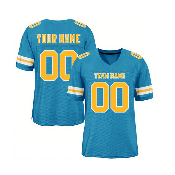Custom Panther Blue Gold-White Mesh Classic Style Authentic Sports Football Jersey