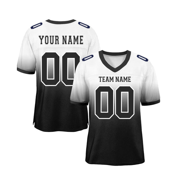 Custom White Black Mesh Fade Fashion Classic Style Authentic Sports Football Jersey