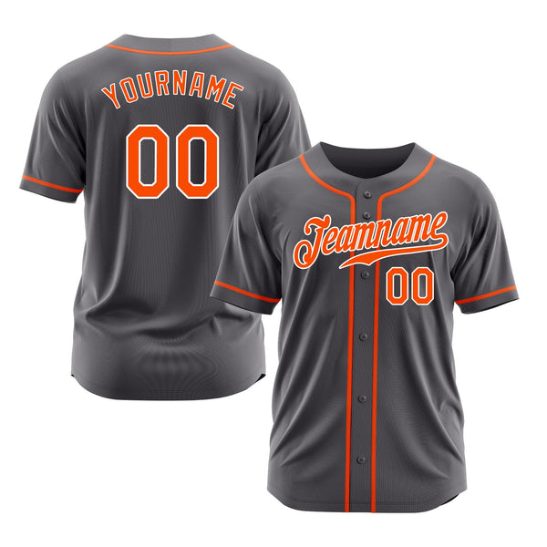 Custom Steel Gray Orange-White Classic Style Authentic Sports Baseball Jersey