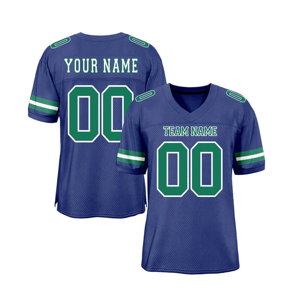 Custom Royal Kelly Green-White Mesh Classic Style Authentic Sports Football Jersey