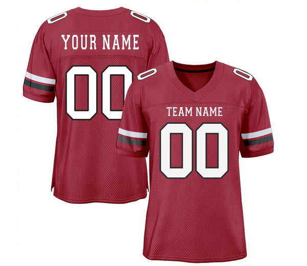 Custom Cardinal White-Black Mesh Classic Style Authentic Sports Football Jersey