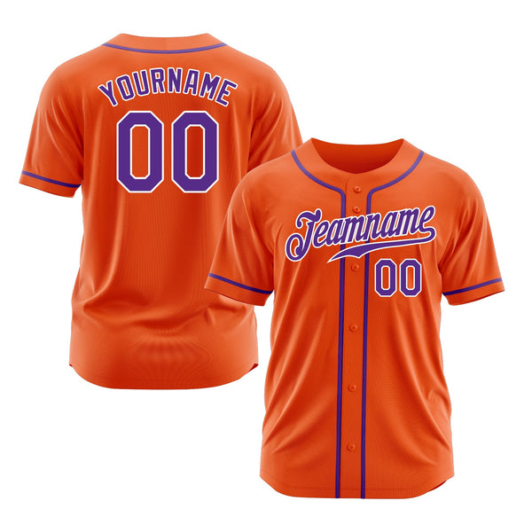 Custom Orange Purple-White Classic Style Authentic Sports Baseball Jersey