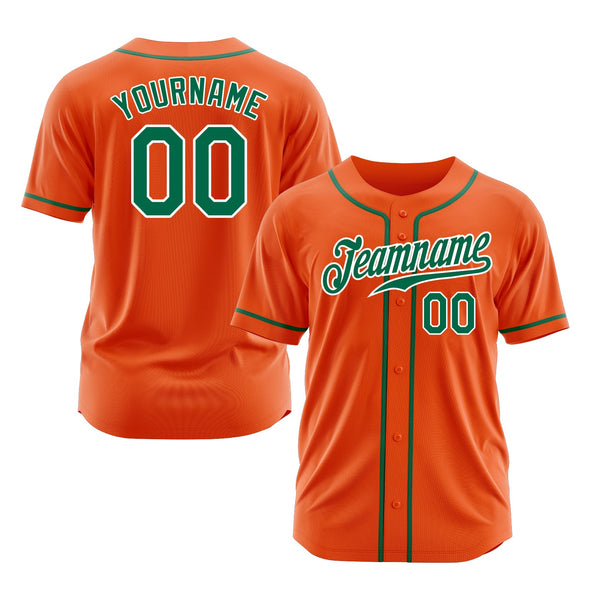 Custom Orange Kelly Green-White Classic Style Authentic Sports Baseball Jersey