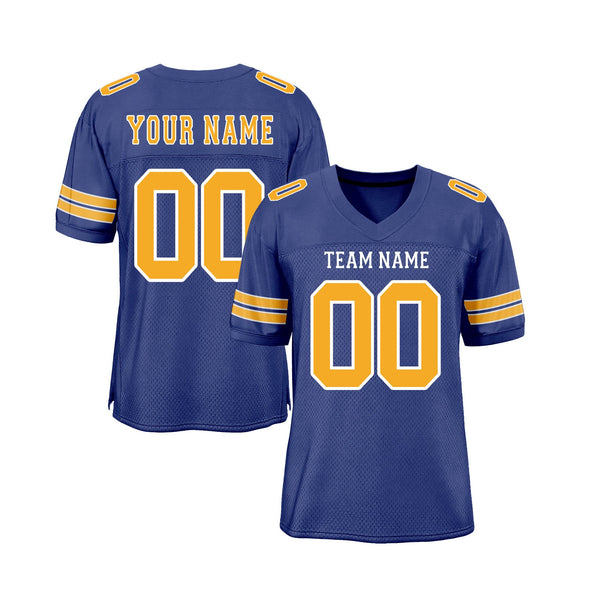 Custom Royal Gold-White Mesh Classic Style Authentic Sports Football Jersey