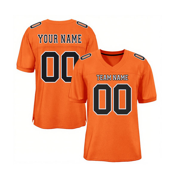 Custom Orange Black-White Mesh Classic Style Authentic Sports Football Jersey